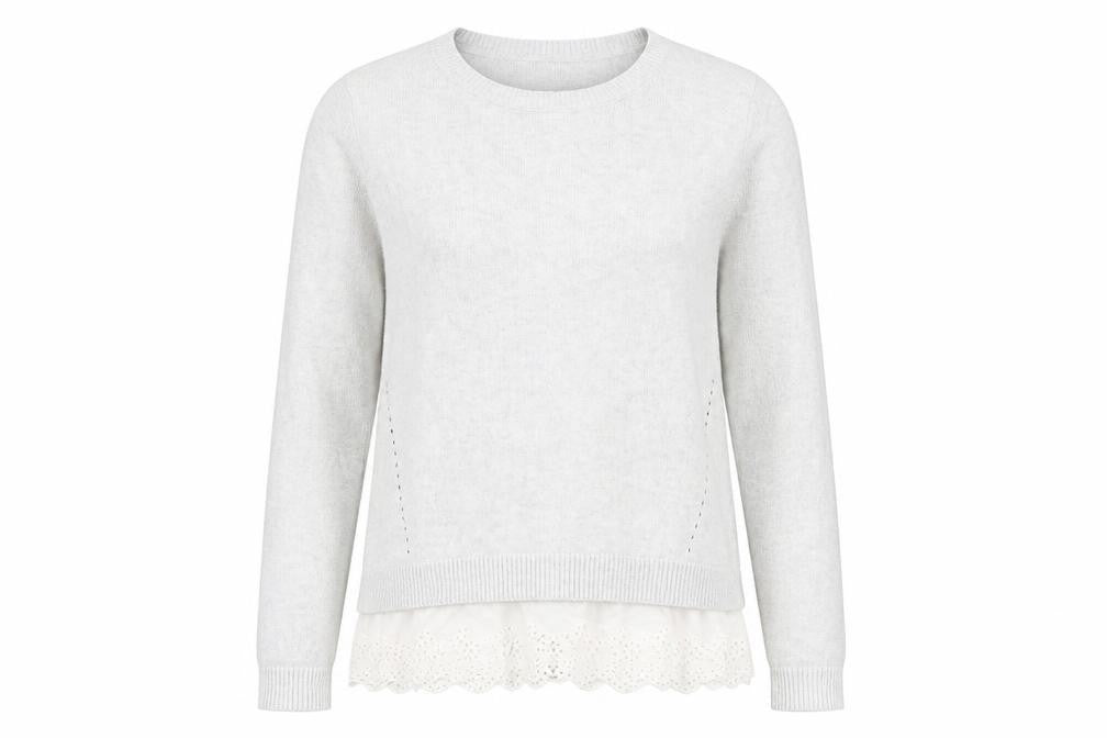 Cynthia Rowley Womens Grey Round Neck Cotton Pullover Jumper Size L