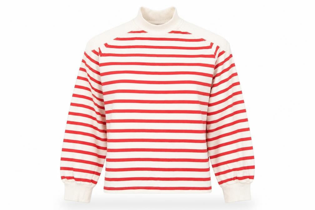 Zara Womens Red Striped Cotton Pullover Sweatshirt Size S Pullover