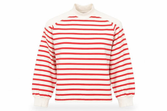 Zara Womens Red Striped Cotton Pullover Sweatshirt Size S Pullover