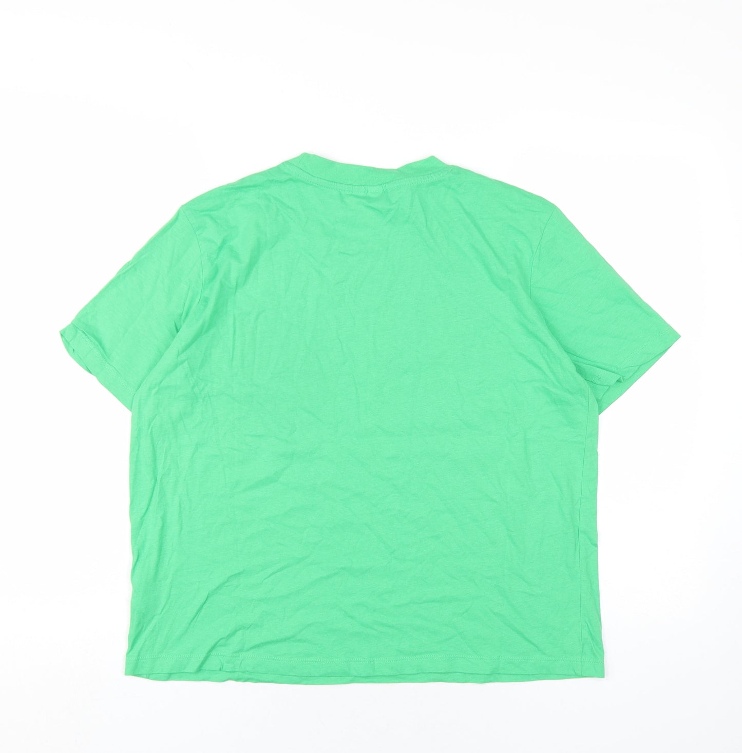 H&M Womens Green Cotton Basic T-Shirt Size M Round Neck