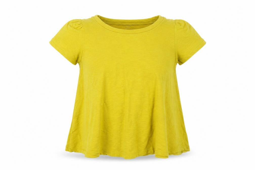 Eri + Ali Womens Yellow Cotton Basic T-Shirt Size XS Round Neck