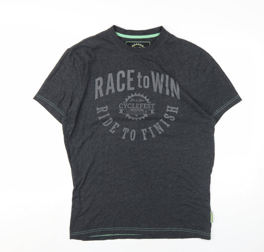 Cyclefest Mens Grey Cotton T-Shirt Size L Round Neck - Isle of Man Cyclefest