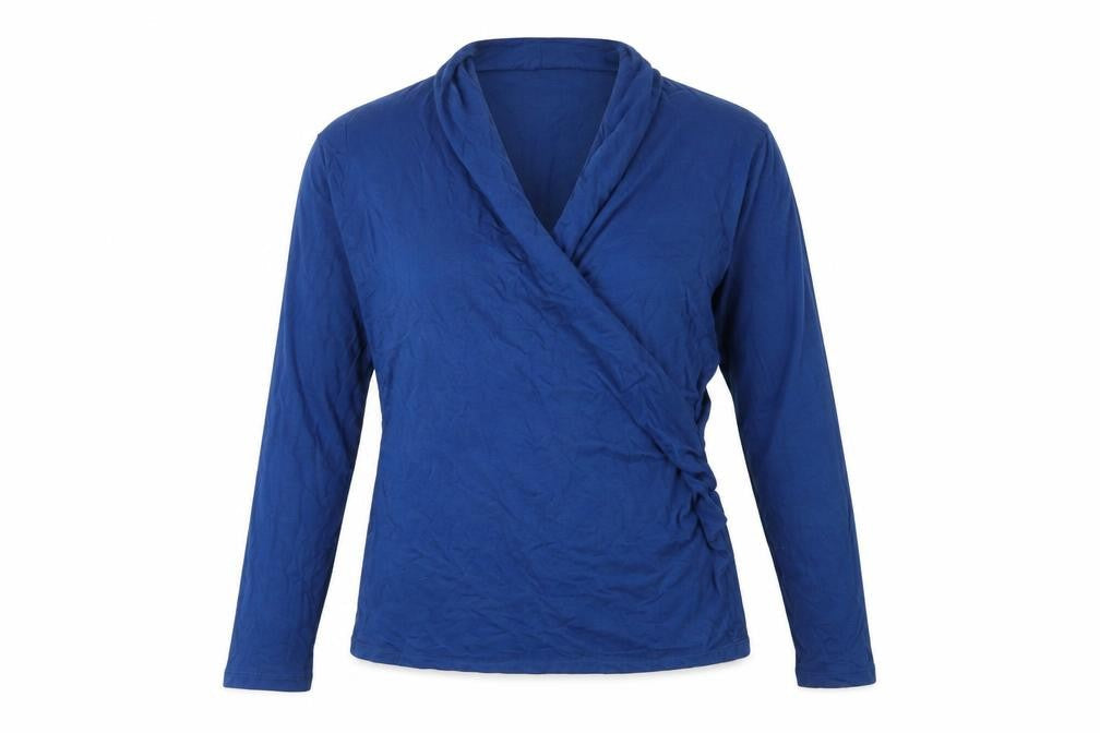 Pure Womens Blue Viscose Basic T-Shirt Size 12 V-Neck