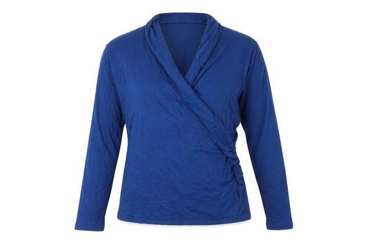 Pure Womens Blue Viscose Basic T-Shirt Size 12 V-Neck