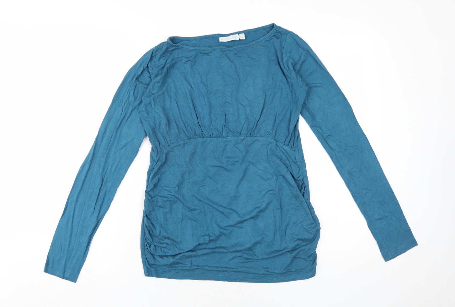 JoJo Maman Bébé Womens Blue Viscose Basic T-Shirt Size S Round Neck