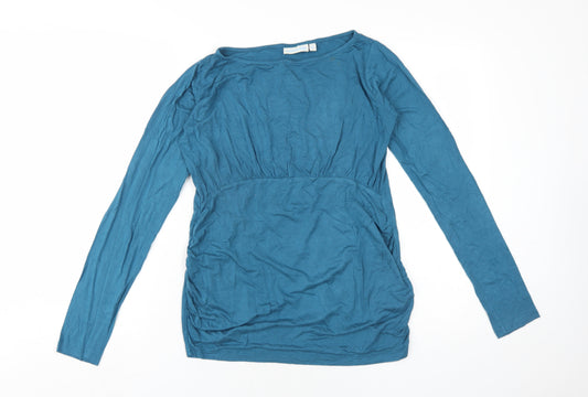JoJo Maman Bébé Womens Blue Viscose Basic T-Shirt Size S Round Neck