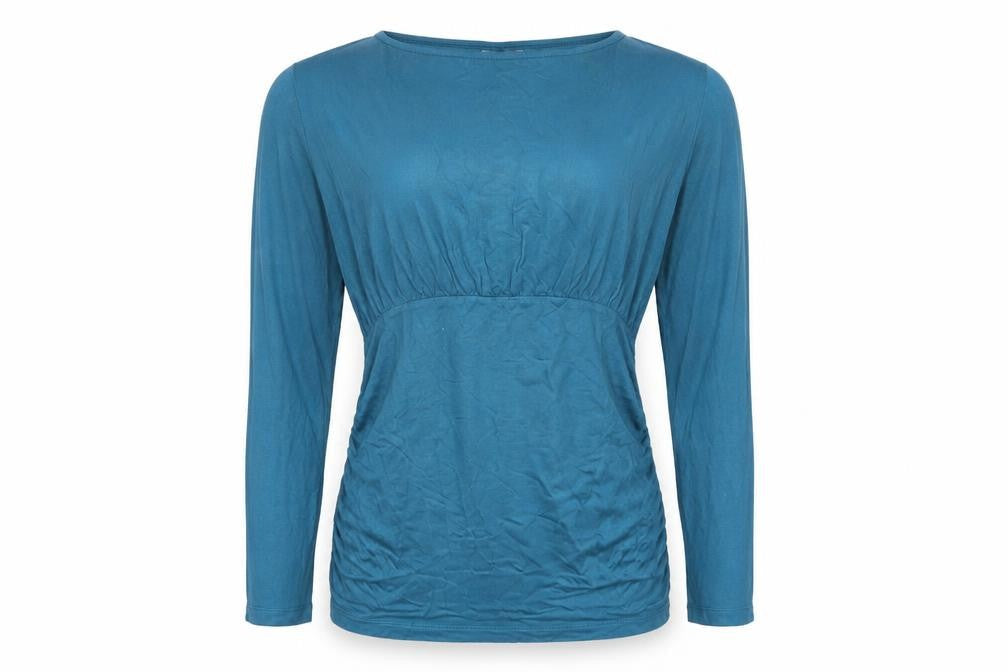 JoJo Maman Bébé Womens Blue Viscose Basic T-Shirt Size S Round Neck