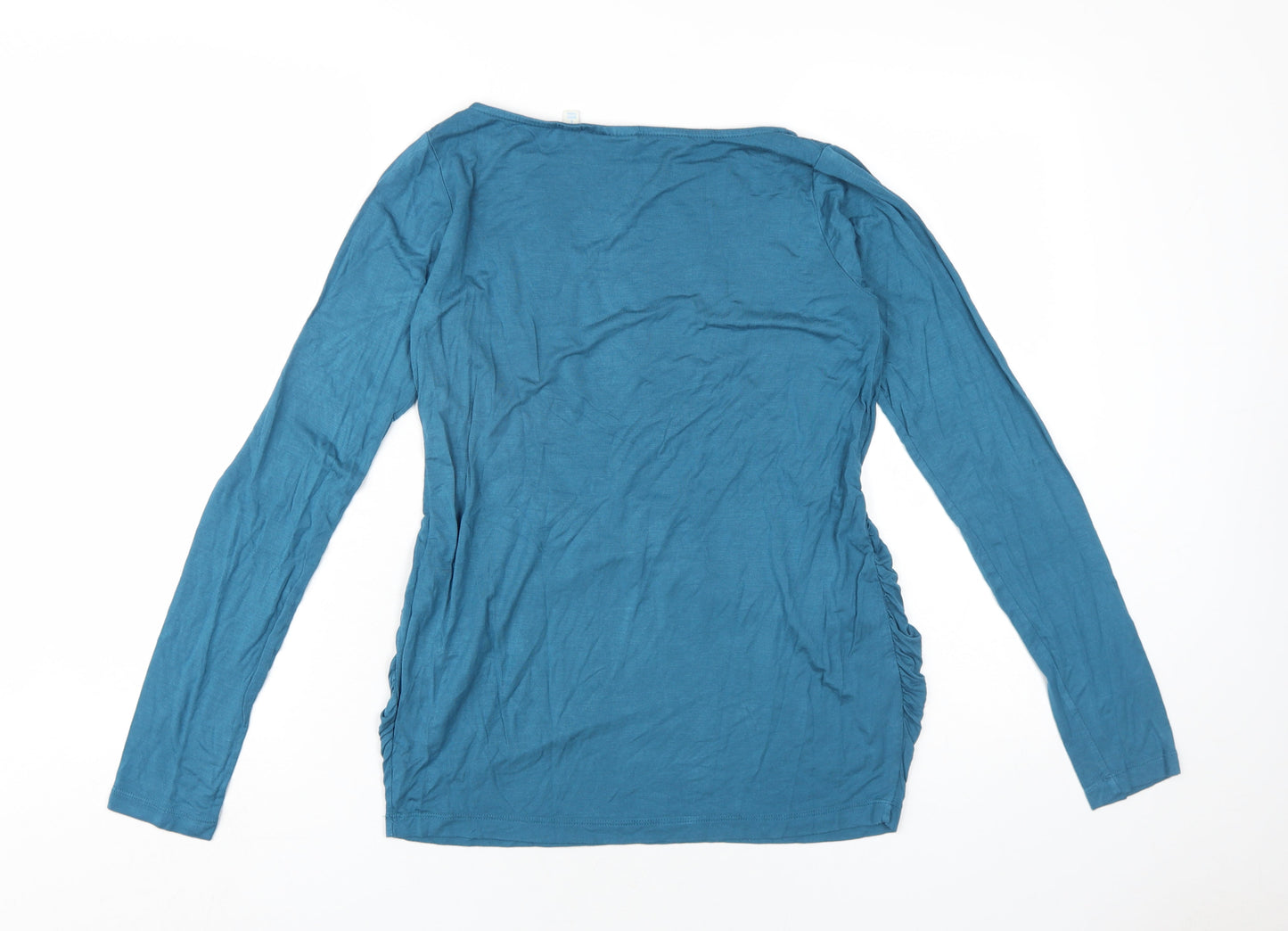 JoJo Maman Bébé Womens Blue Viscose Basic T-Shirt Size S Round Neck