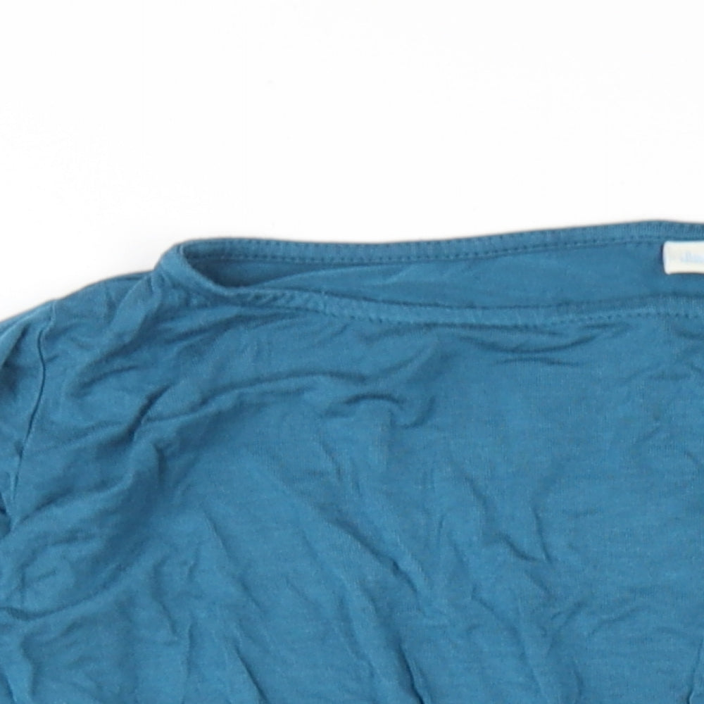 JoJo Maman Bébé Womens Blue Viscose Basic T-Shirt Size S Round Neck