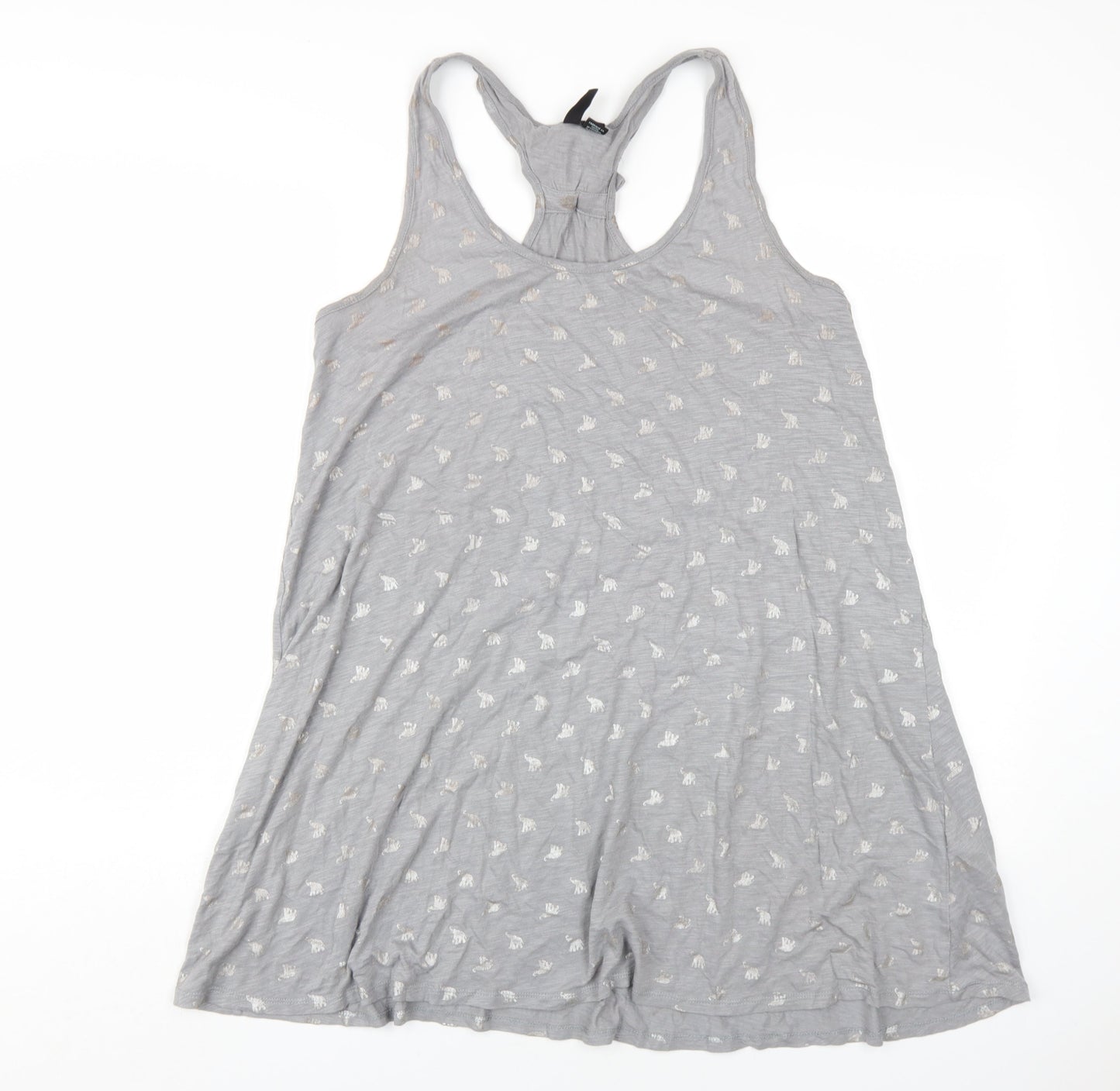Cynthis Rowley Womens Grey Geometric Cotton Tank Dress Size M Scoop Neck Pullover