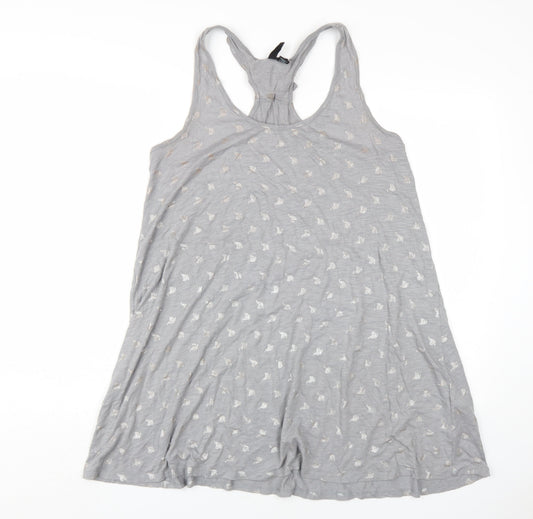 Cynthis Rowley Womens Grey Geometric Cotton Tank Dress Size M Scoop Neck Pullover