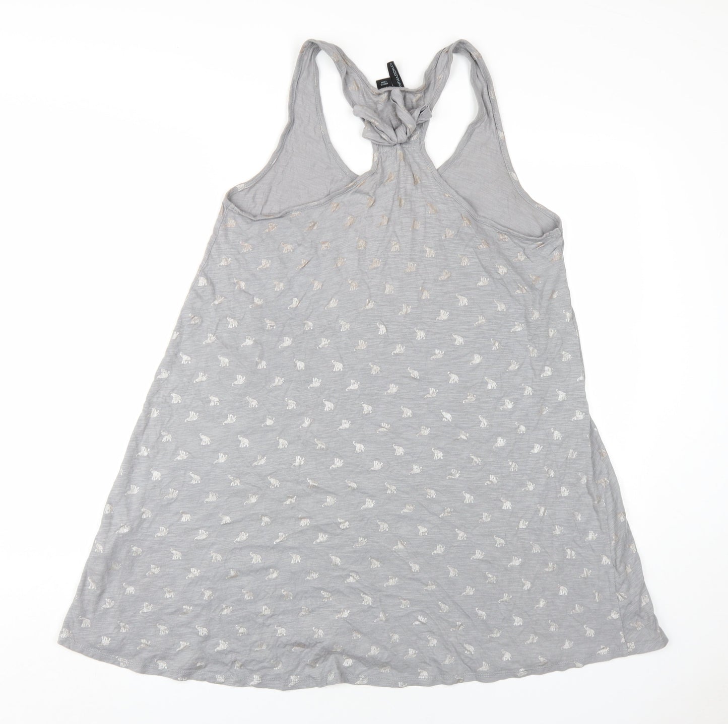 Cynthis Rowley Womens Grey Geometric Cotton Tank Dress Size M Scoop Neck Pullover