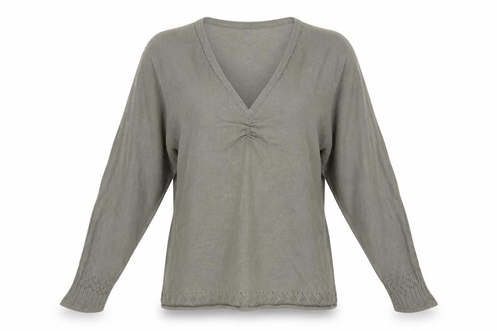 Vanilla Womens Green Cotton Basic T-Shirt Size 8 V-Neck