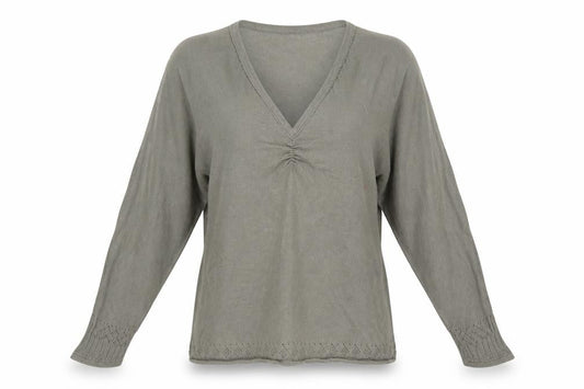 Vanilla Womens Green Cotton Basic T-Shirt Size 8 V-Neck
