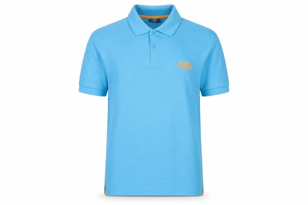 Lonsdale Mens Blue Cotton Polo Size L Collared Button - Logo, Embroidered