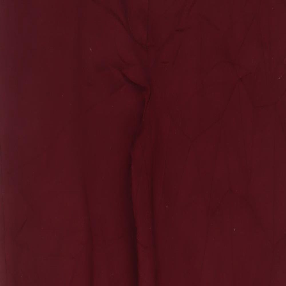 Lands' End Womens Red Viscose Trousers Size 14 L25 in Regular Hook & Eye