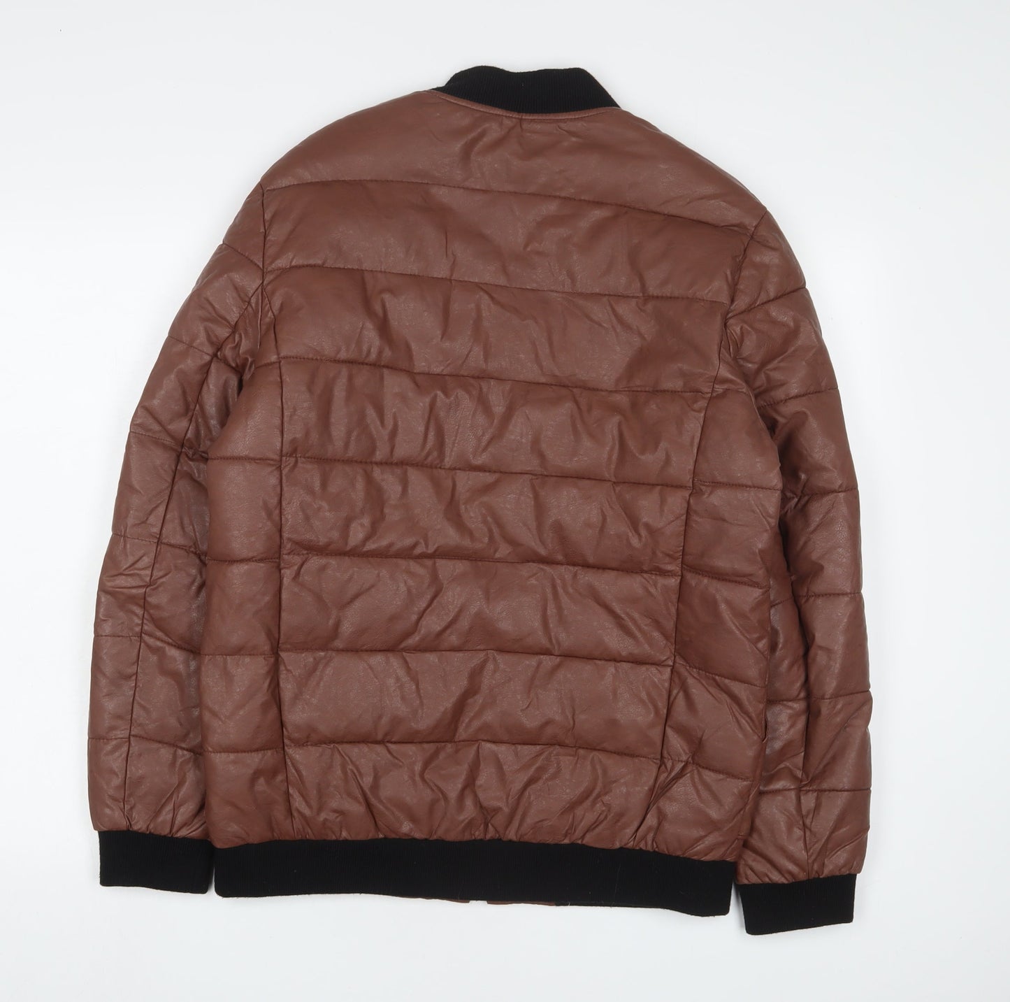 Monark Mens Brown Bomber Jacket Jacket Size M Zip - Pockets
