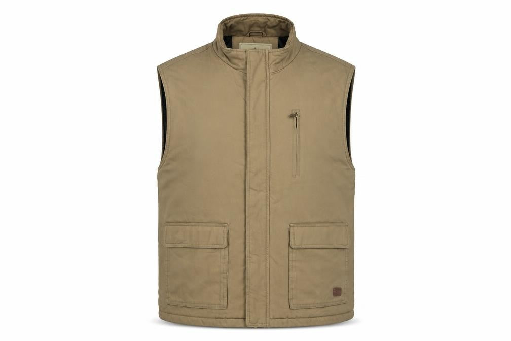Wenven Mens Beige Gilet Jacket Size L Zip