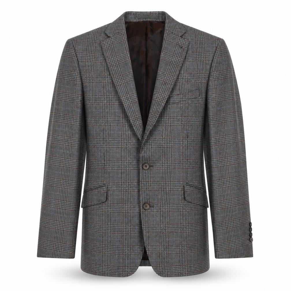 CHESS Mens Green Plaid Wool Jacket Suit Jacket Size 40 Regular