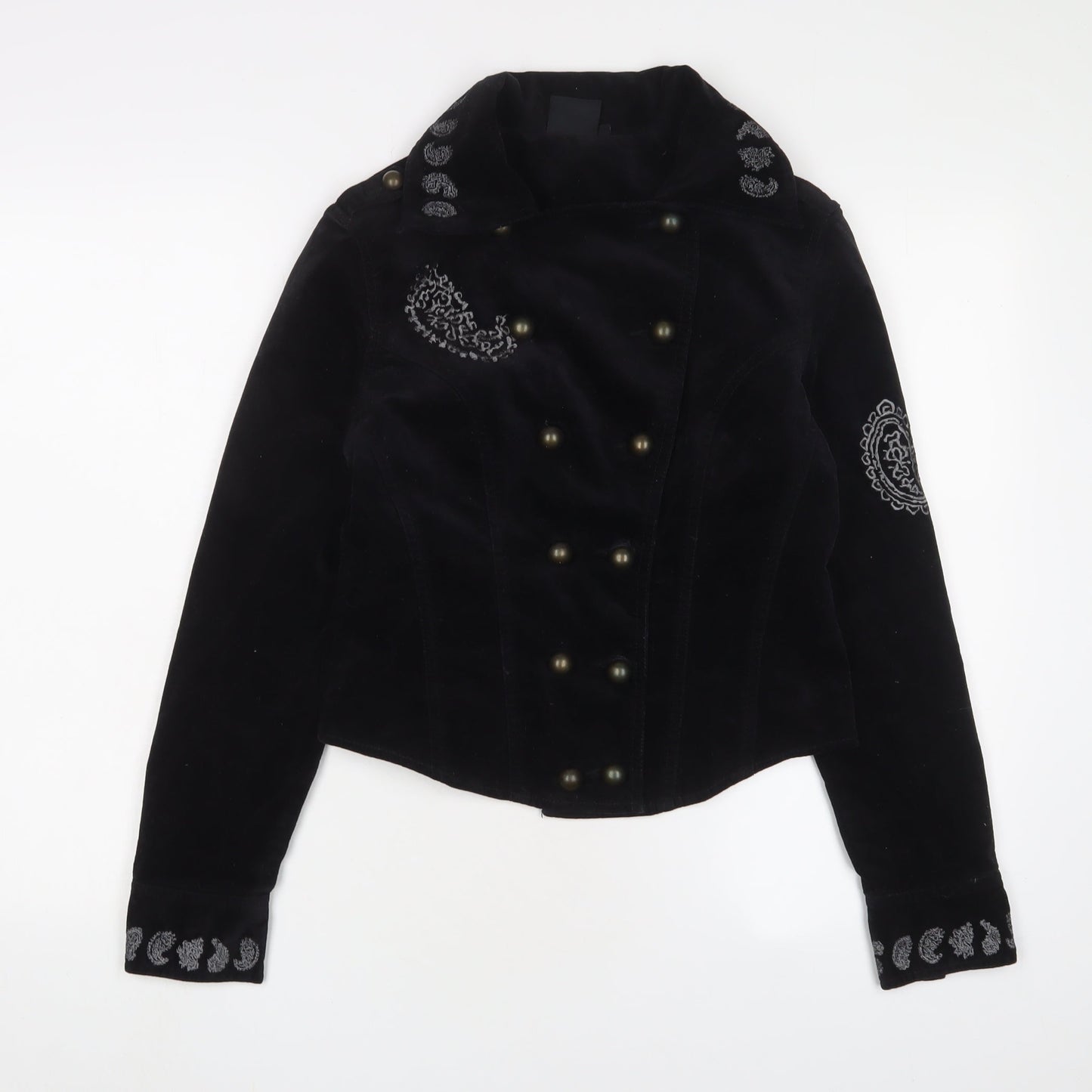 Y London Womens Black Jacket Size S Button - Embroidered
