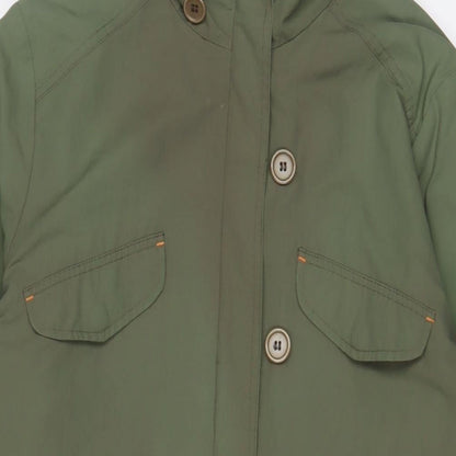 Close-up detail of Red Herring women’s green jacket, size UK 12, zip