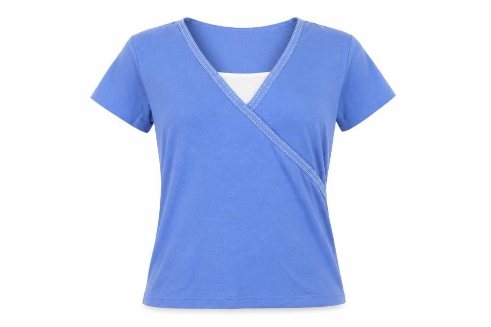 Fabrizio Blue Wrap V-Neck T-Shirt Large
