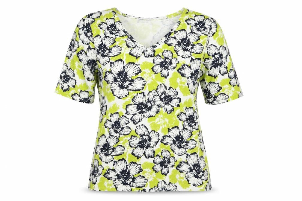 M&Co Floral T-Shirt, Size 14 Multicoloured, V-Neck