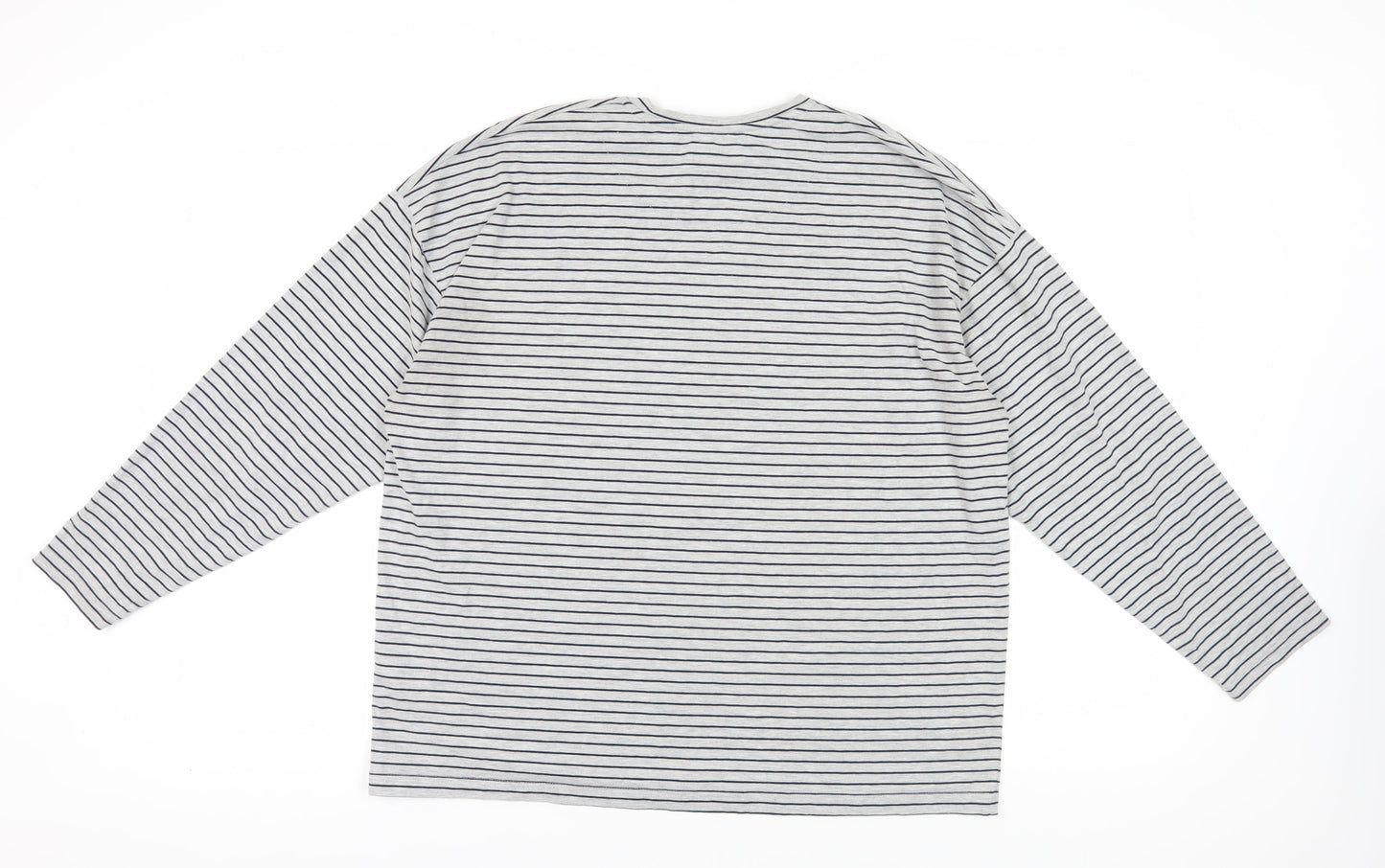 boohooMAN Grey Striped Long Sleeve T-Shirt XS