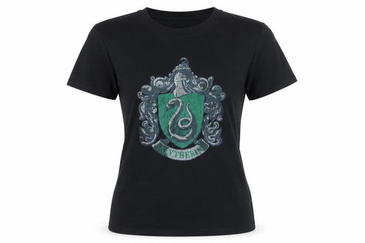 Absolute Womens Cult Slytherin Black T-Shirt, 100% Cotton Size S,