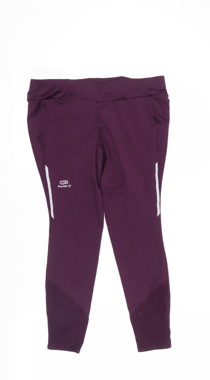 Additional front view of Kalenji Purple Compression Running Trousers, size 10
