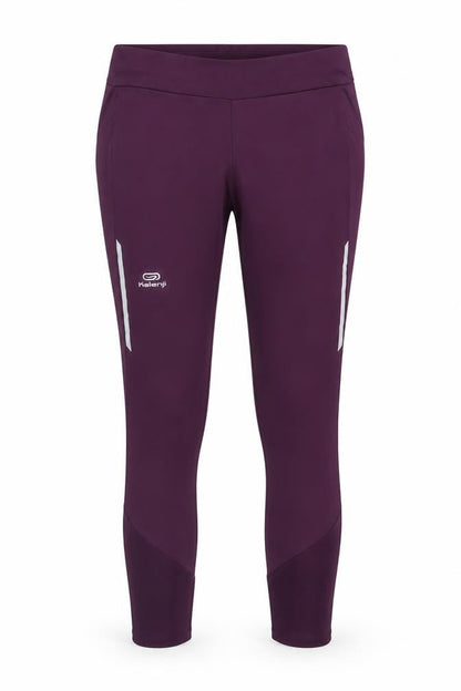 Front view of Kalenji Purple Compression Running Trousers, size 10
