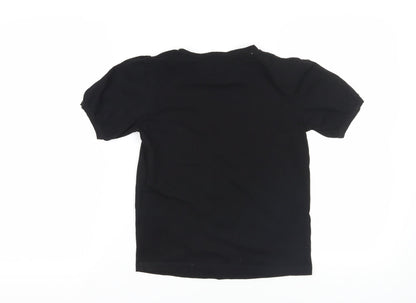 Back view of Warehouse Black Embroidered Cotton T-Shirt, size 6