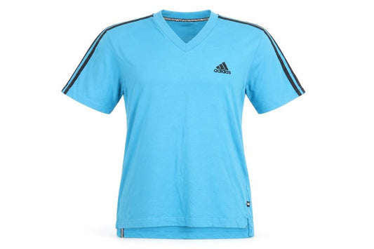 Adidas Blue V-Neck T-Shirt, Medium, Cotton Comfort