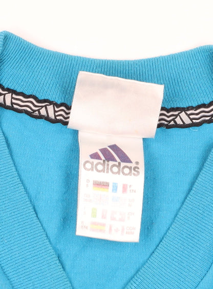 Adidas Womens Blue V-Neck T-Shirt, Medium, Cotton Comfort