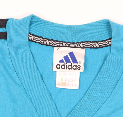 Adidas Womens Blue V-Neck T-Shirt, Medium, Cotton Comfort