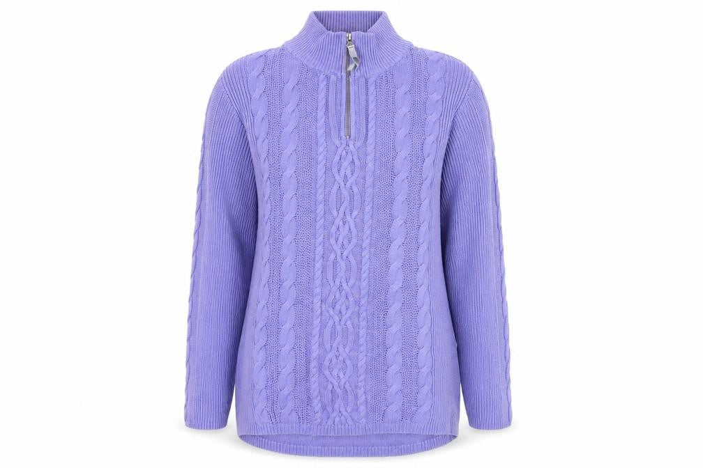 Dash Purple Cable-Knit High Neck Jumper Size 18