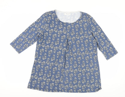 Additional front view of Autonomy Blue Floral 3/4 Sleeve Tunic M