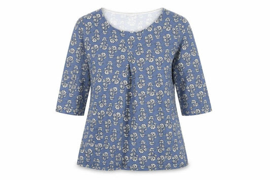 Autonomy Blue Floral 3/4 Sleeve Tunic M