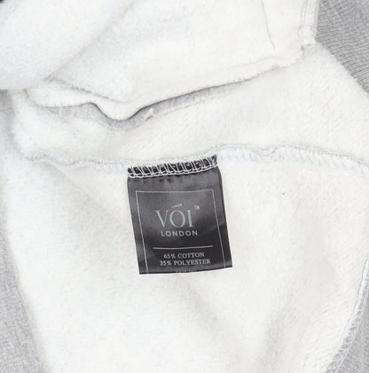 Close-up detail of VOI Grey Hooded Pullover Hoodie -, size L