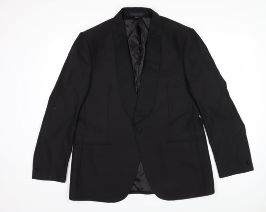 Marks and Spencer Mens Black Wool Jacket Blazer Size XL Regular