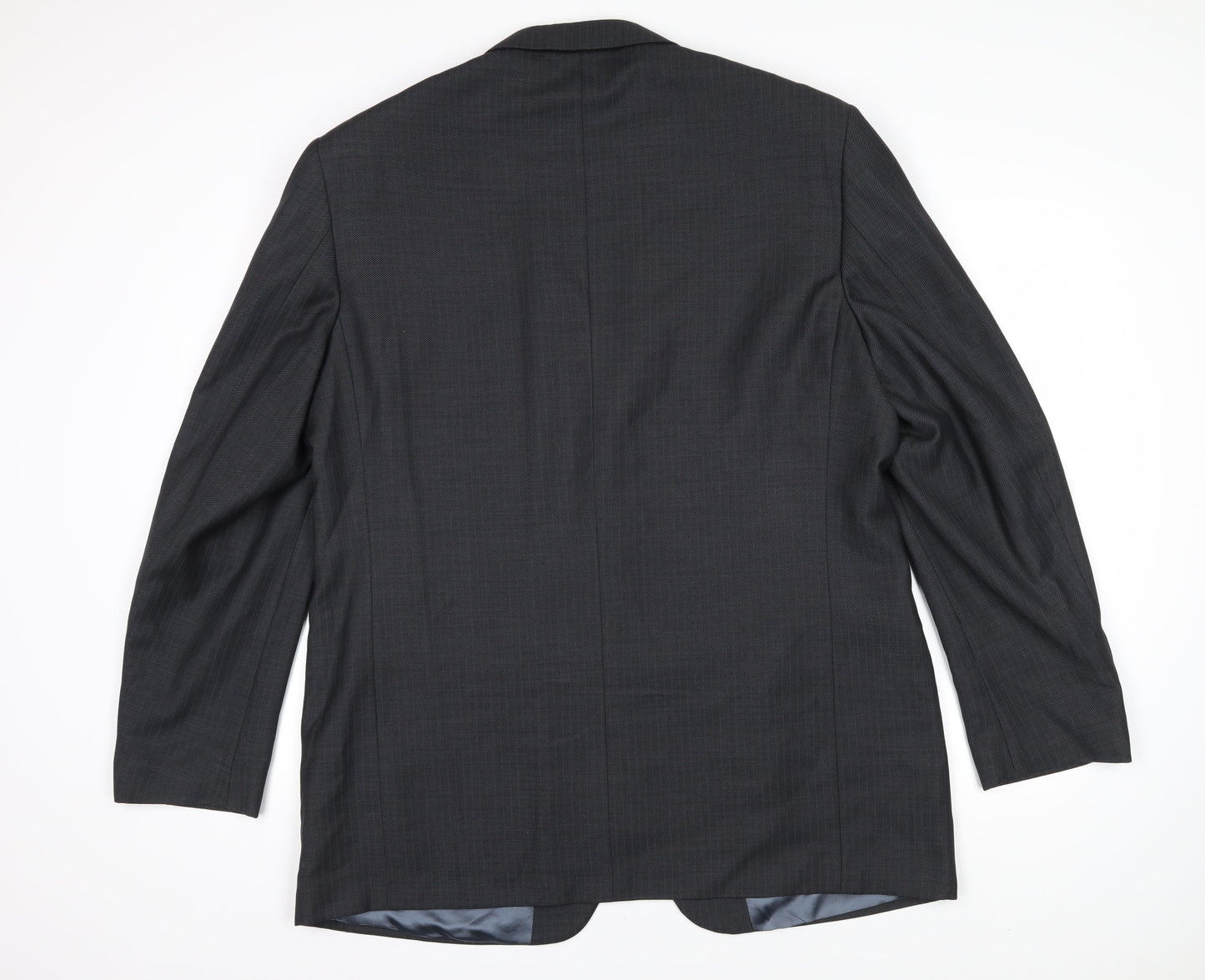 Marks and Spencer Mens Grey Striped Wool Jacket Blazer Size 46 Regular