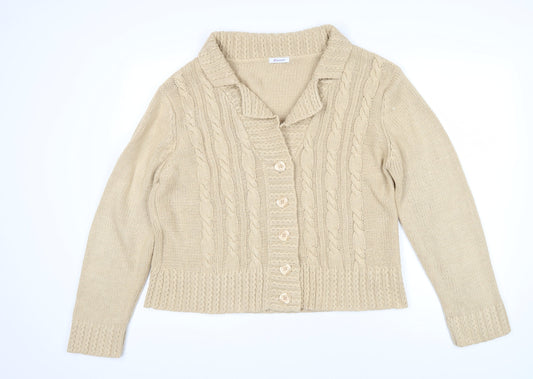 Damart Womens Beige Collared Acrylic Cardigan Jumper Size 14