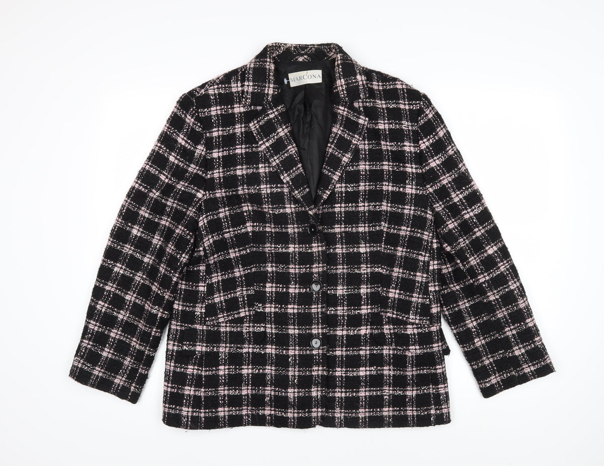 Marcona Womens Multicoloured Check Jacket Blazer Size 14 Button