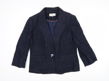 Country Casuals Womens Blue Jacket Blazer Size 12 Button
