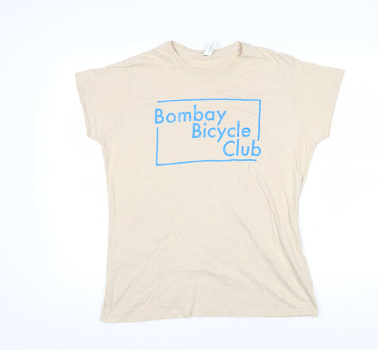 Bombay bicycle club Womens Beige 100% Cotton Basic T-Shirt Size 2XL Round Neck - Bombay Bicycle Club