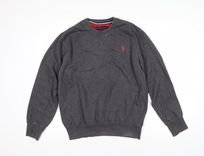 U.S. Polo Assn. Mens Grey Polyester Pullover Sweatshirt Size S