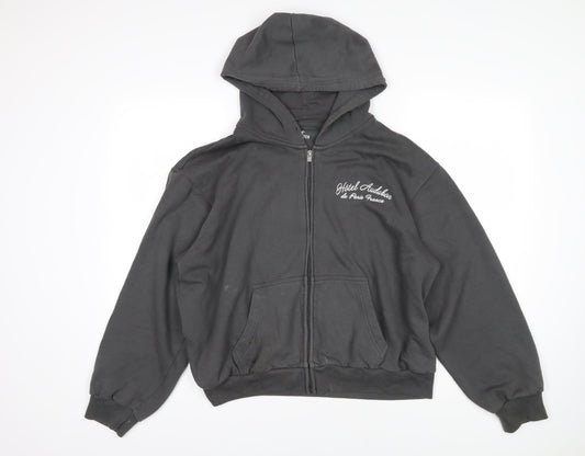Hollister Womens Grey Houndstooth Polyester Full Zip Hoodie Size L Zip - Hotel Audubon de Paris France 1987