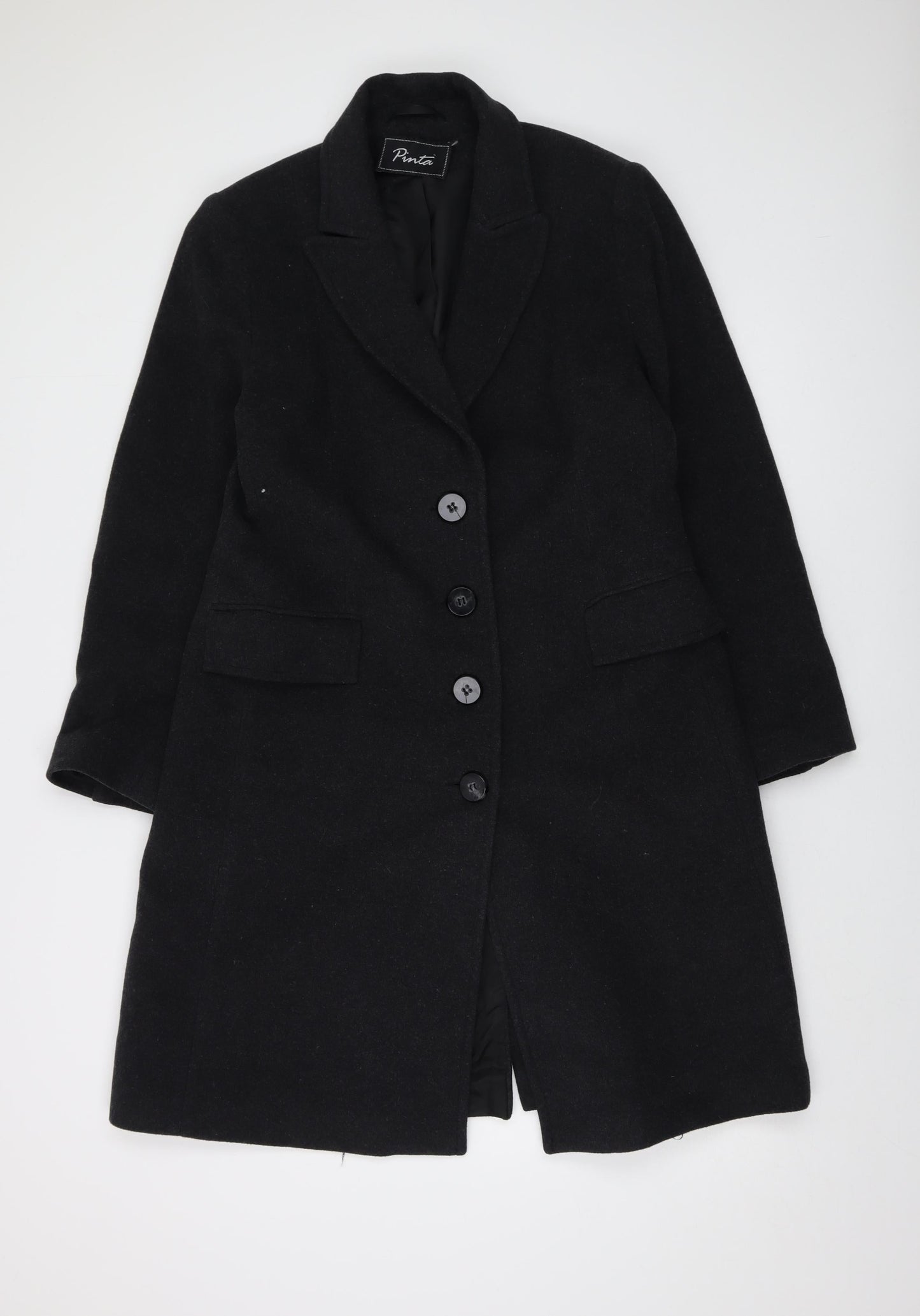 Pinta Womens Grey Overcoat Coat Size 14 Button