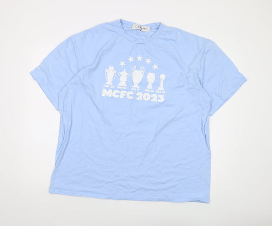 Philosophy Football Mens Blue Cotton T-Shirt Size 2XL Crew Neck - MCFC 2023