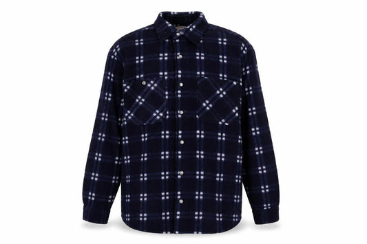 Argatta Mens Blue Plaid Polyester Button-Up Size L Collared Button
